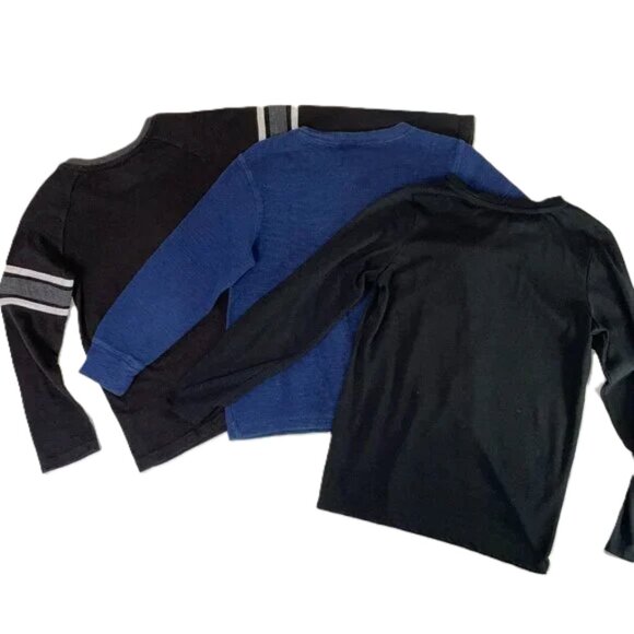 Boys Size S Long Sleeve Shirt Bundle of 3 Black Blue Cat & Jack Garanimals - Picture 2 of 3